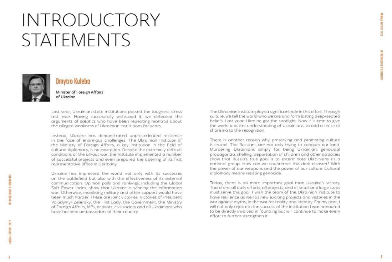 Introduction de l’Annual Report 2022 de l’Ukrainian Institute